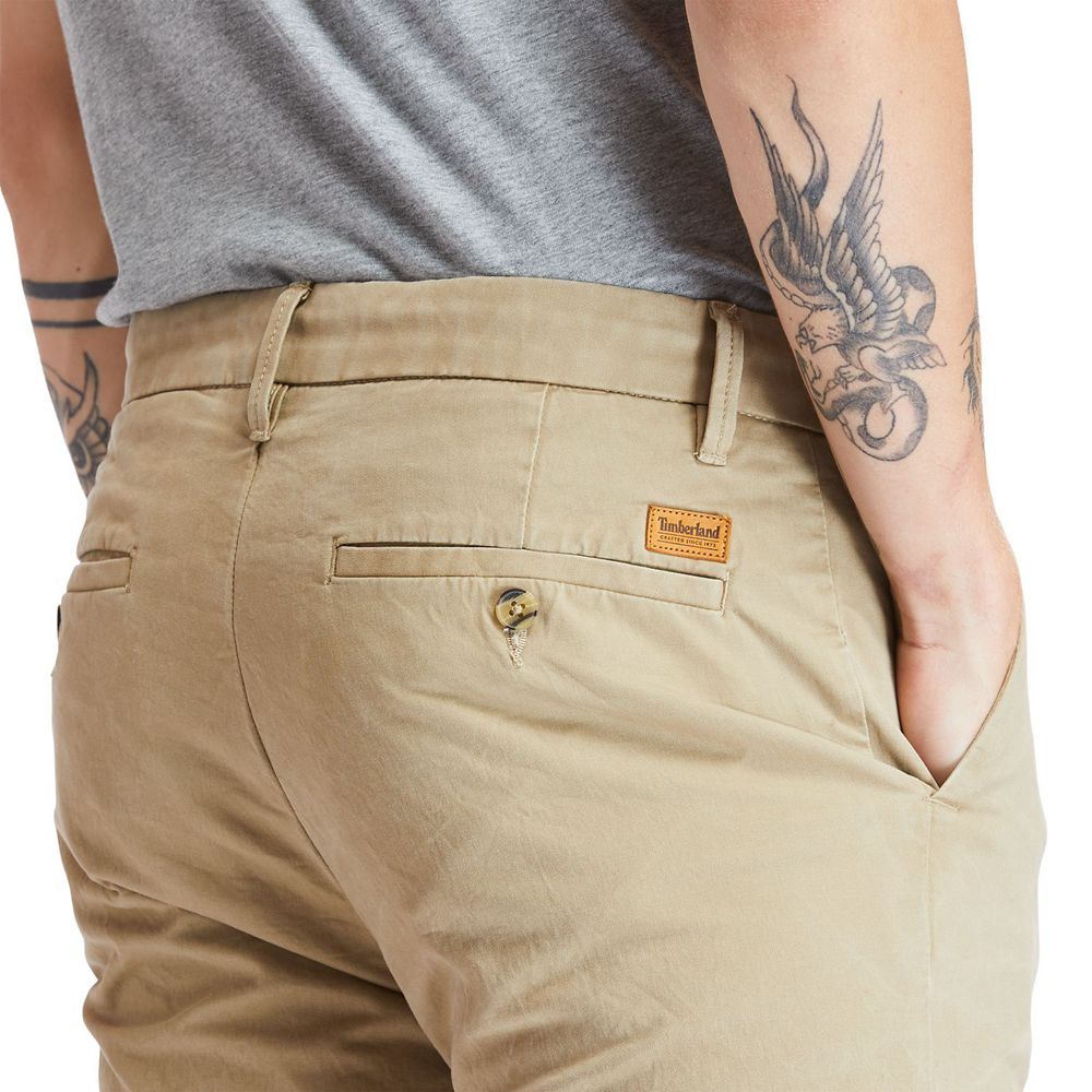 Timberland Παντελονια Ανδρικα Χακί - Squam Lake Stretch Chino - Greece 0917456-PM